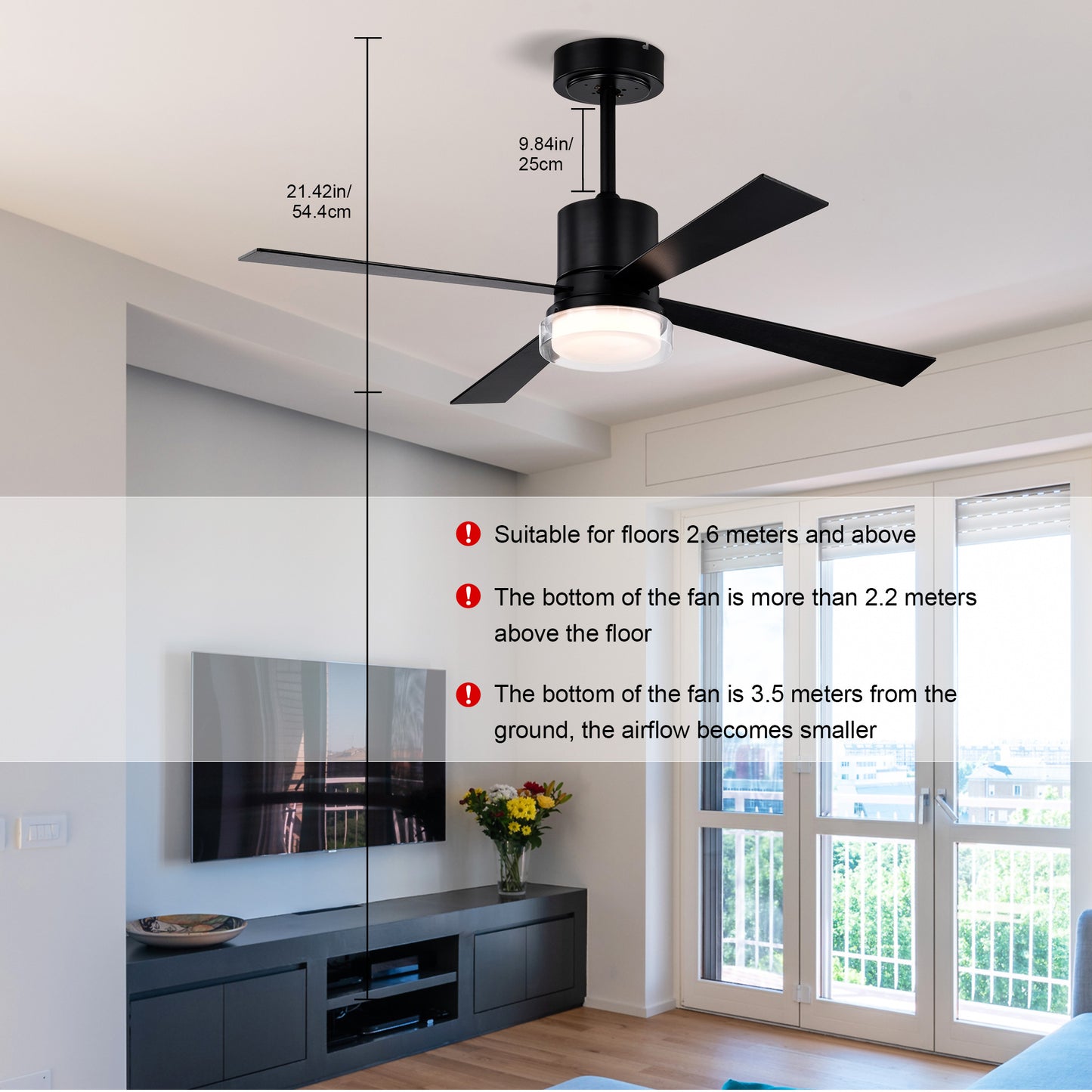 Modern Dimmable Fandelier Ceiling Fan with Remote