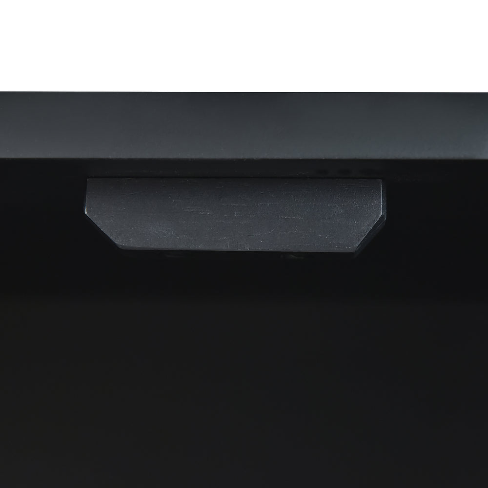 Sleek Black Sideboard with Stylish Curved Doors and Silver Handles