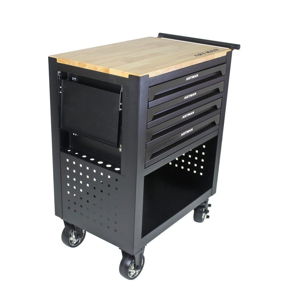 Rolling Tool Cart with Wooden Top