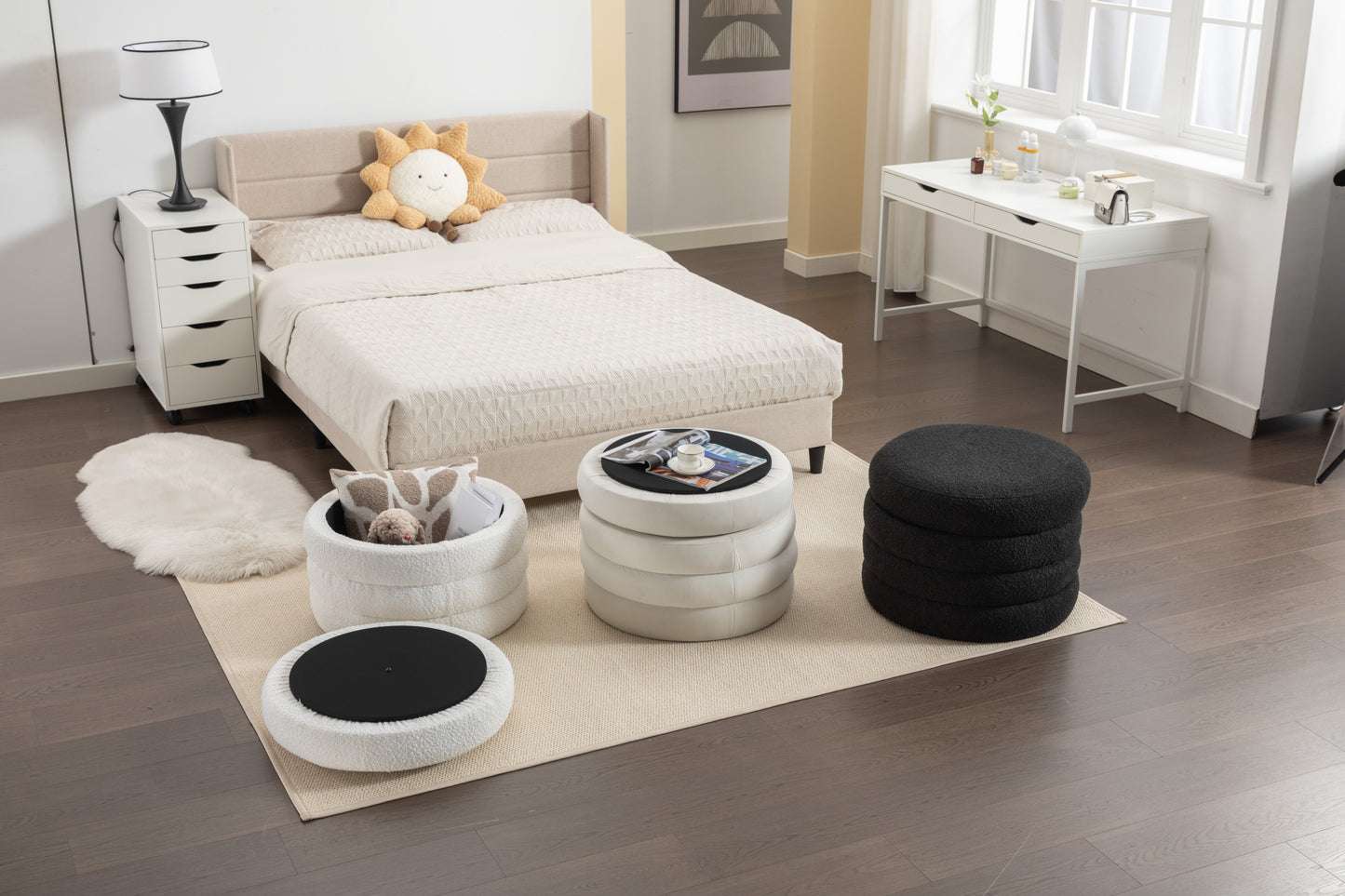 Stylish Black Storage Ottoman