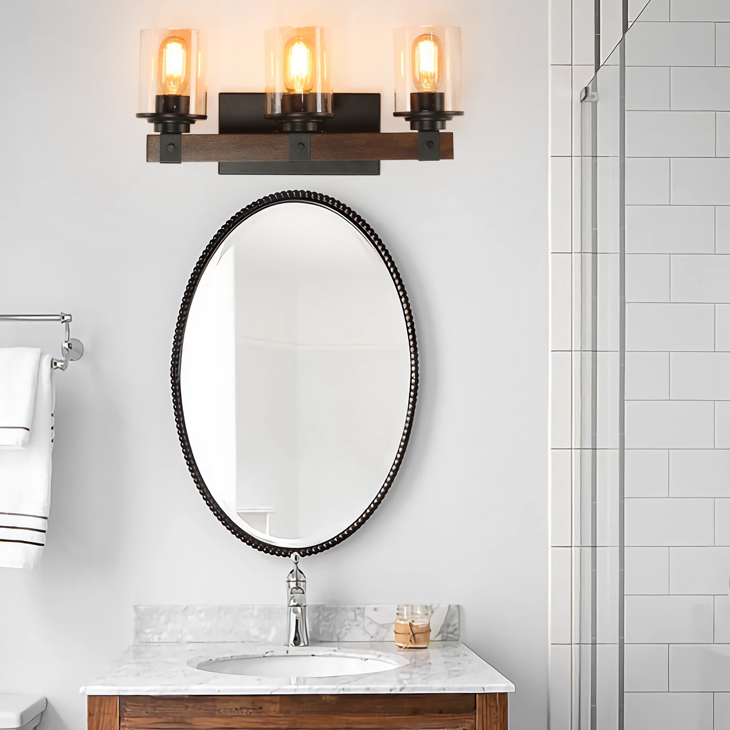 Rustic 3-Light Farmhouse Vanity Sconce