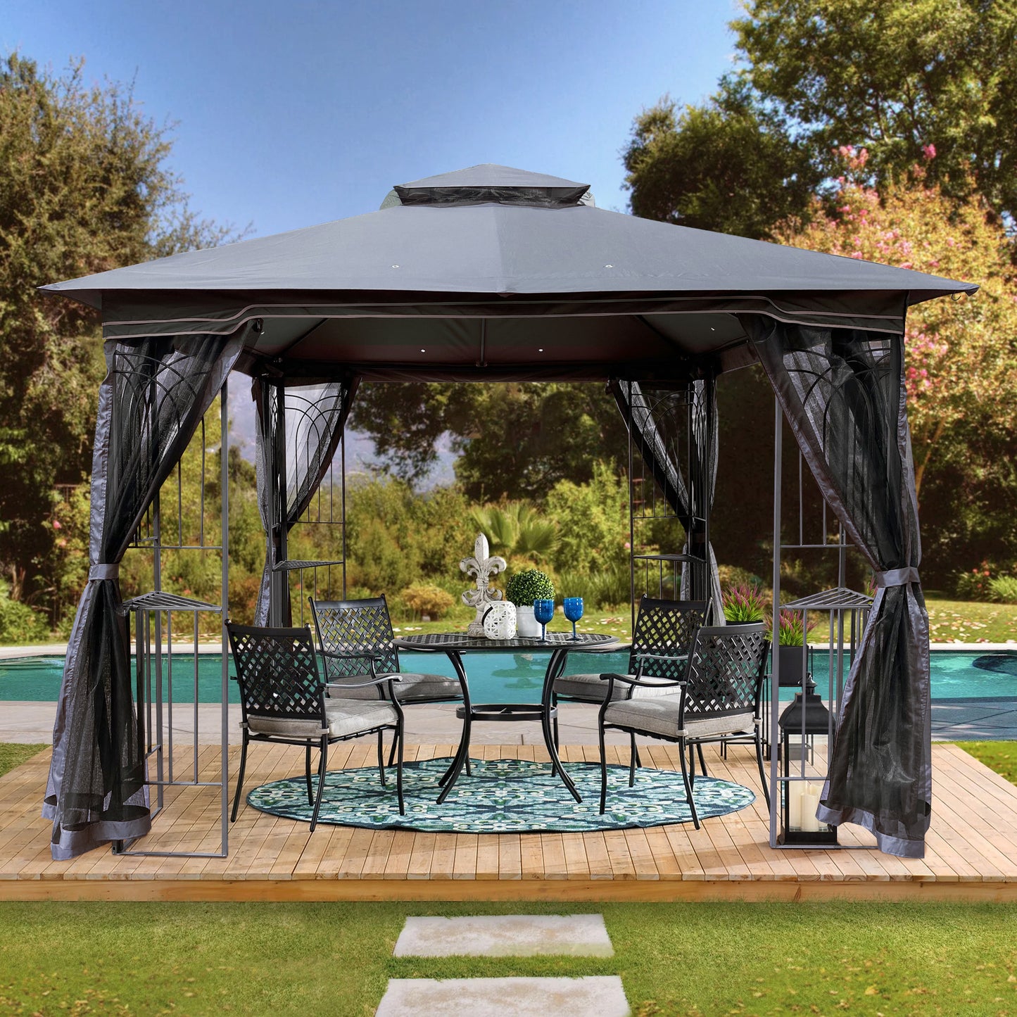 Cozy Outdoor Gazebo Canopy with Bug Screen