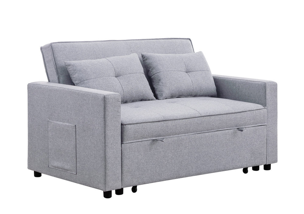 Cozy Light Gray Sleeper Loveseat with Pocket