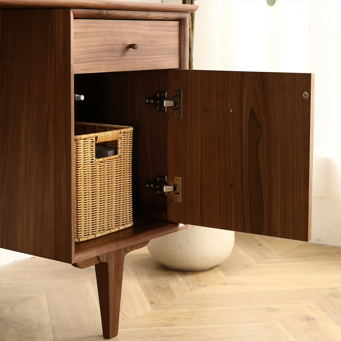 Natural Charm Black Walnut Desk - Spacious Home Office with Storage