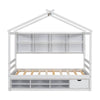 Cozy Twin House Bed with Roof & Storage