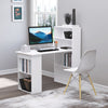 Sleek White Desk with 6-Tier Bookshelf