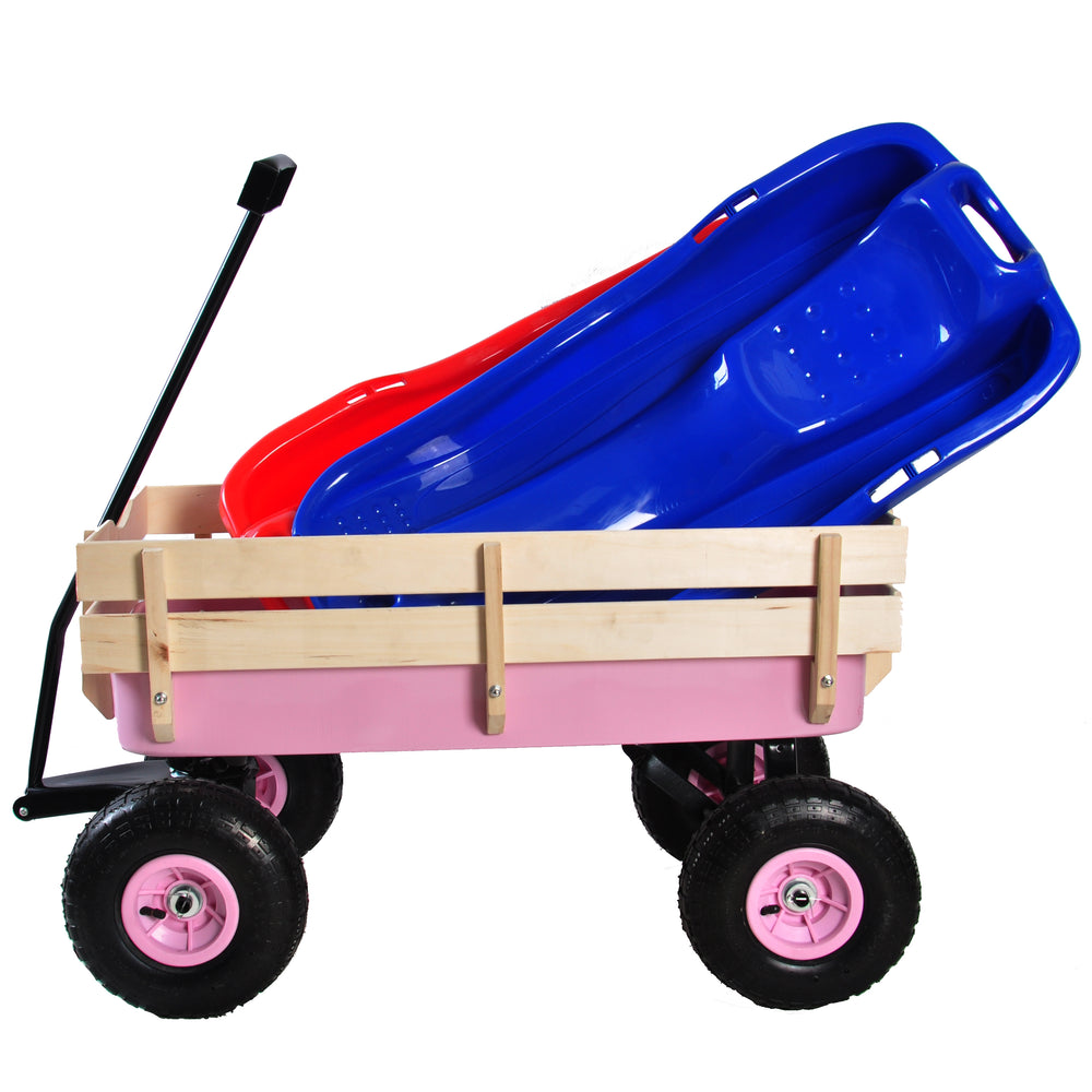 All-Terrain Garden Wagon with Wood Railing