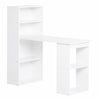 Sleek White Desk with 6-Tier Bookshelf