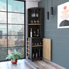 Stylish 10-Bottle Bar Cabinet in Black Wengue and Pine