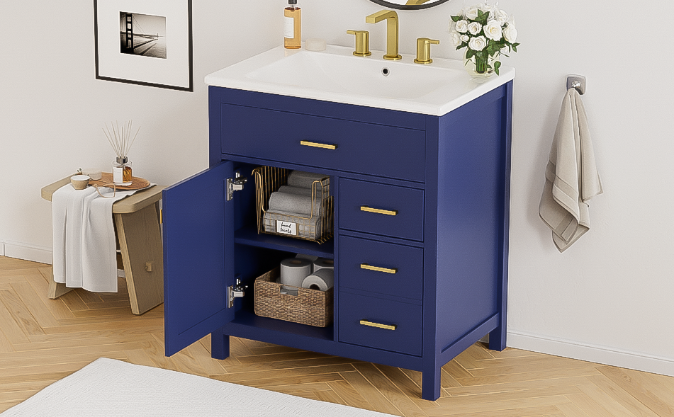 Blue Bliss Bathroom Vanity with Ceramic Sink