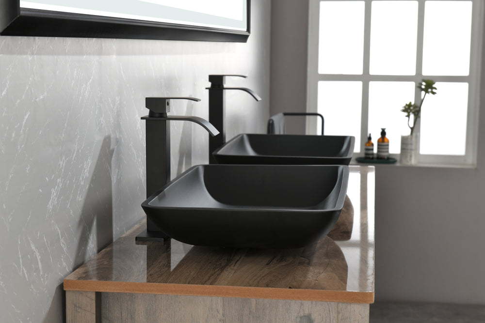 Sleek Black Vessel Sink Set