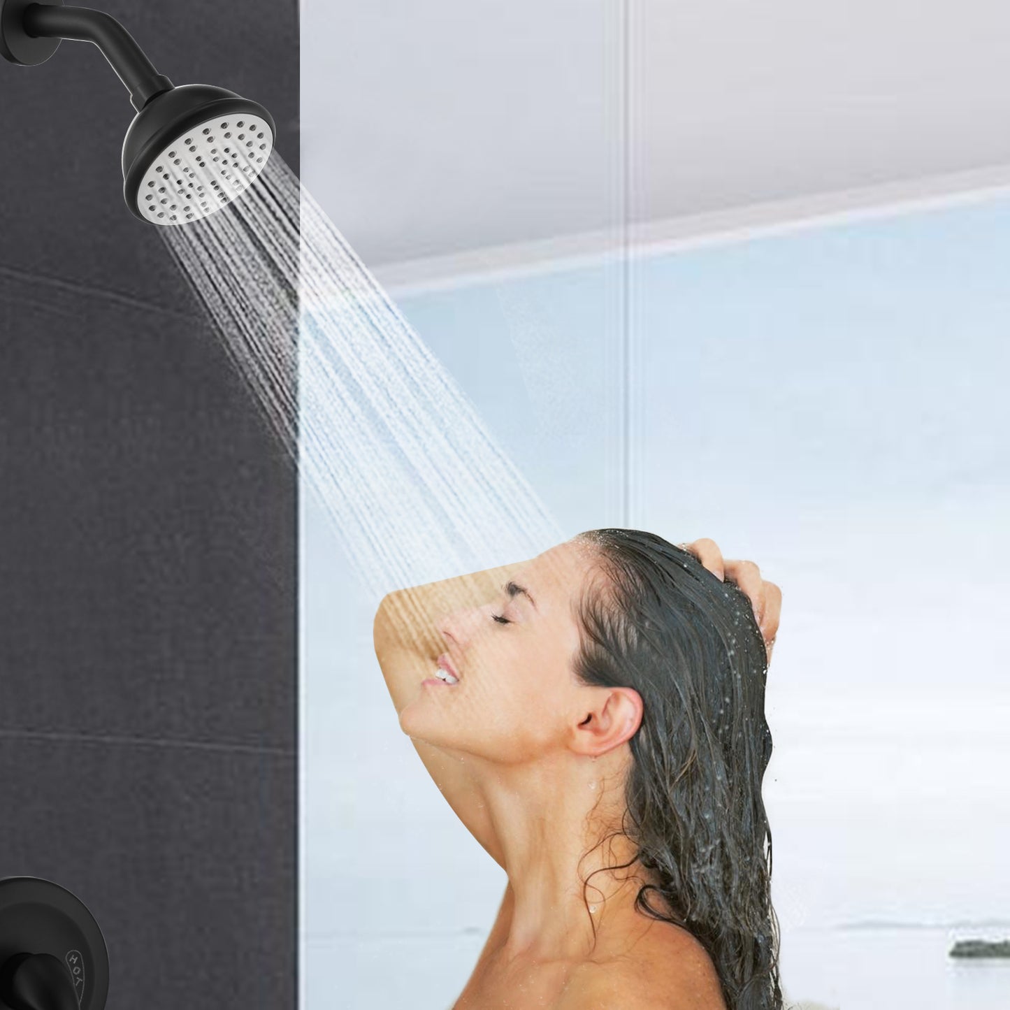 Sleek Matte Black Shower & Tub Combo