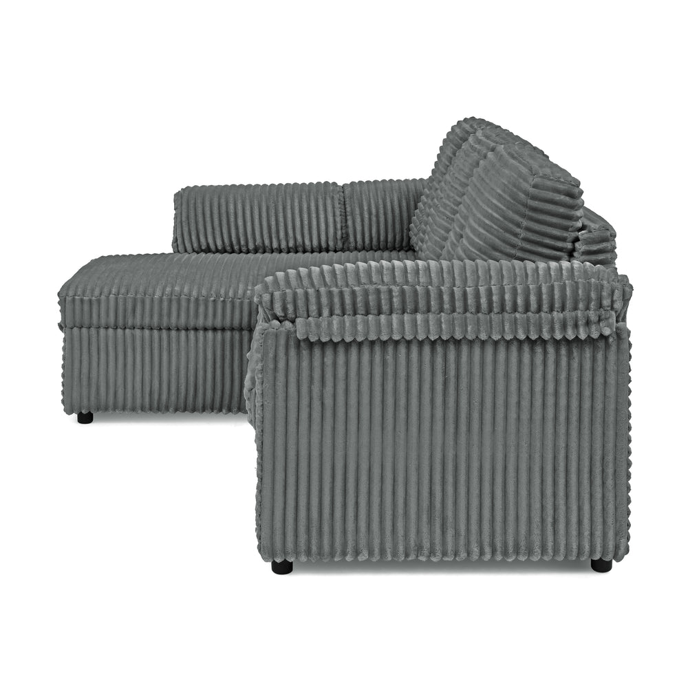 Cozy Convertible Corduroy Sectional Sofa with Storage and Recline