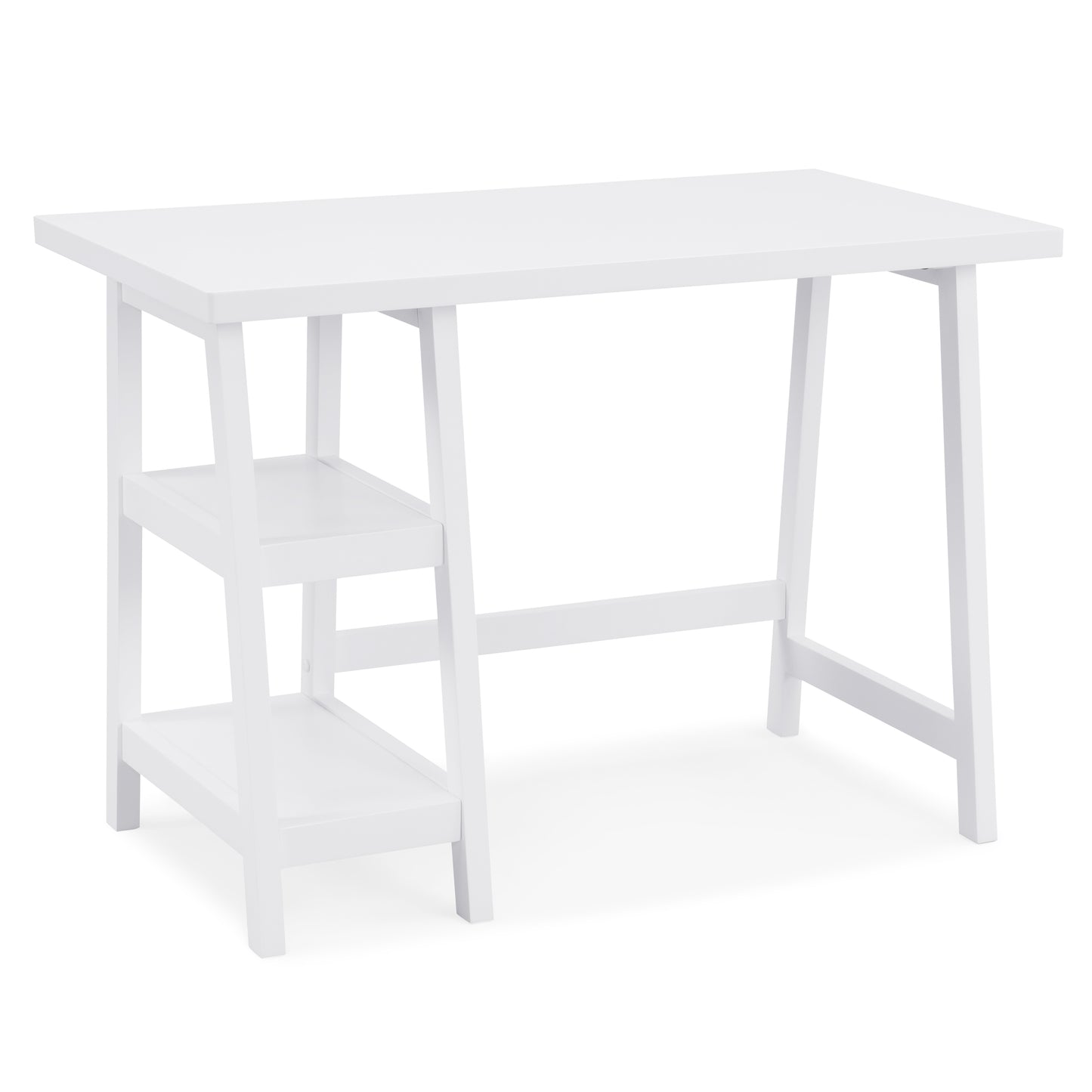 Chic White Wood Desk with Storage