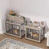 Chic Mobile Dog Crate Table with Double Doors and Lift Top in Grey