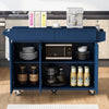 Navy Blue Rolling Kitchen Island with Drop Leaf & Storage