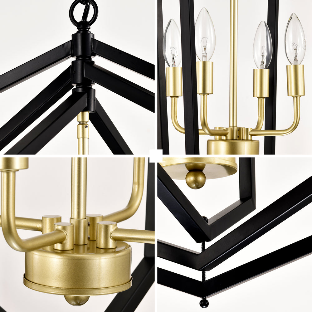 Sleek Black and Gold Chandelier for Stylish Spaces