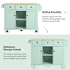 Mint Green Kitchen Island on Wheels with Drop-Leaf Countertop & Storage