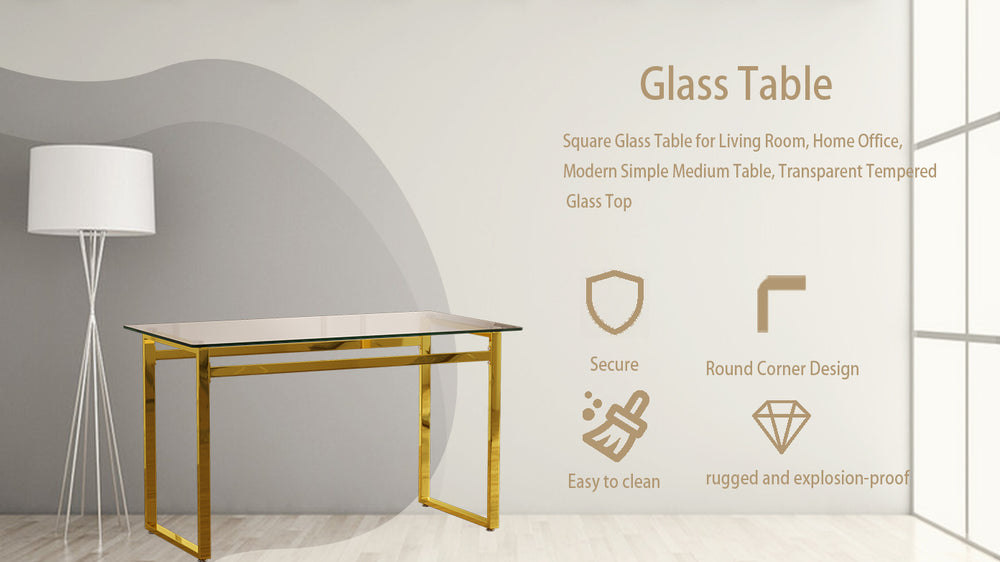 Sleek Glass Dining Table with Chic Gold Legs