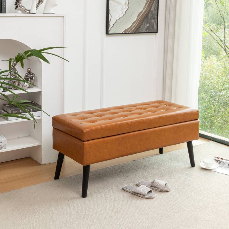 Stylish Leather Storage Bench