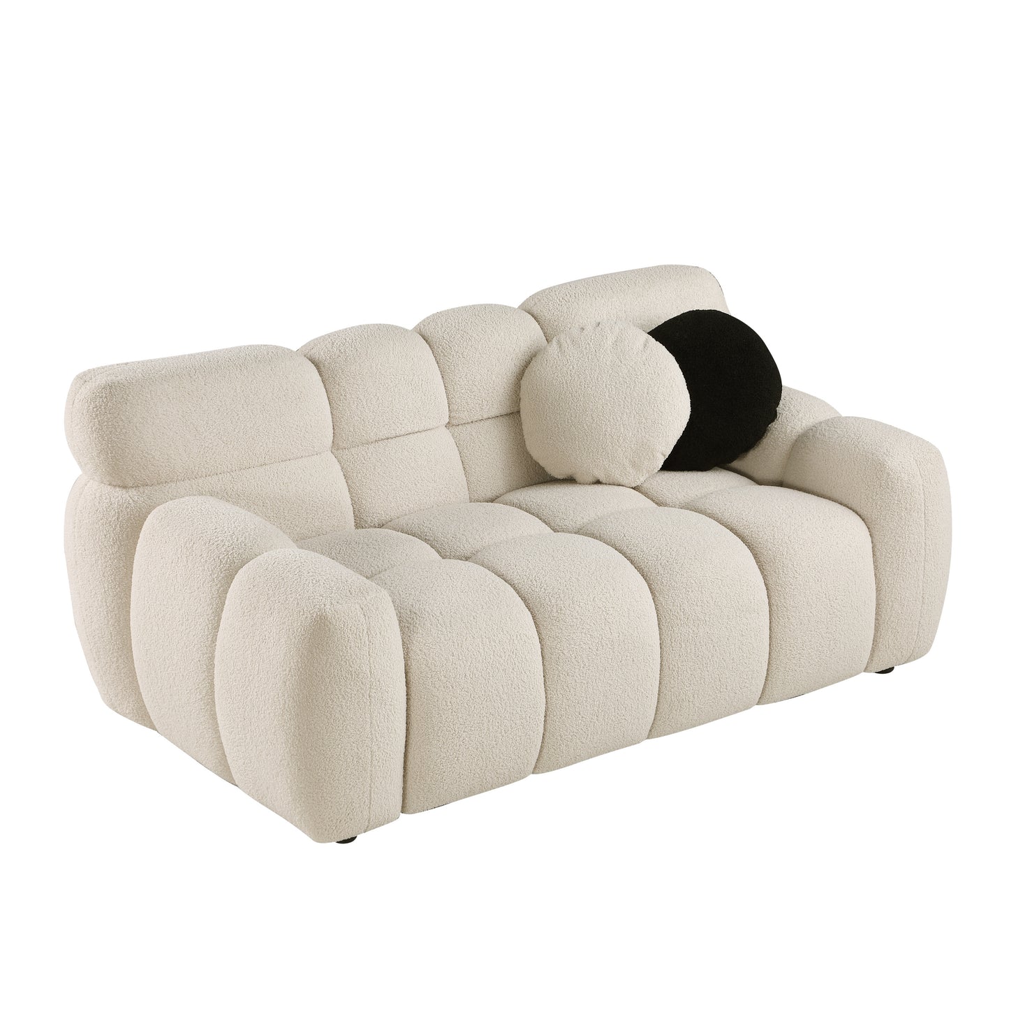 Cozy Beige Boucle Marshmallow Sofa for Two