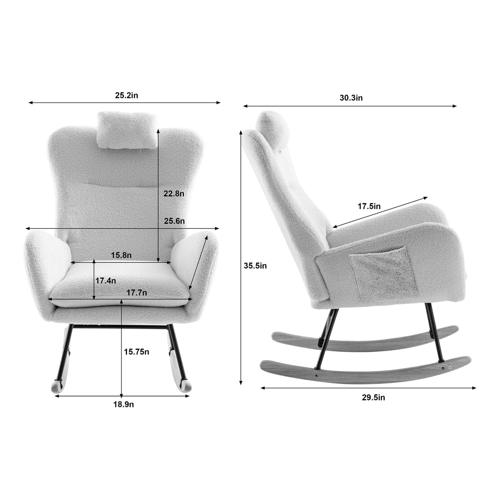 Cozy Teddy Rocking Chair with Pocket