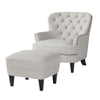 Chic Light Grey Club Chair and Ottoman Set