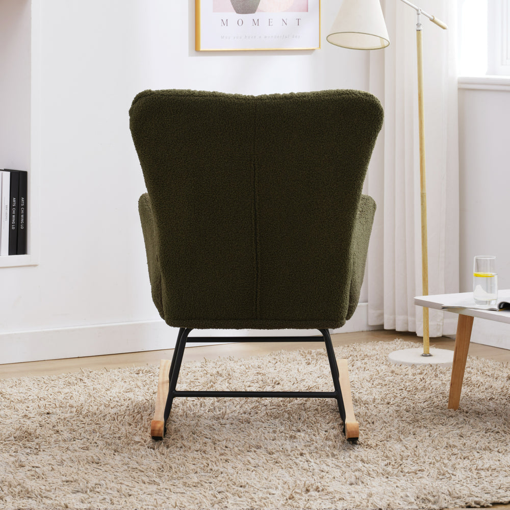 Cozy Teddy Rocking Chair in Dark Green