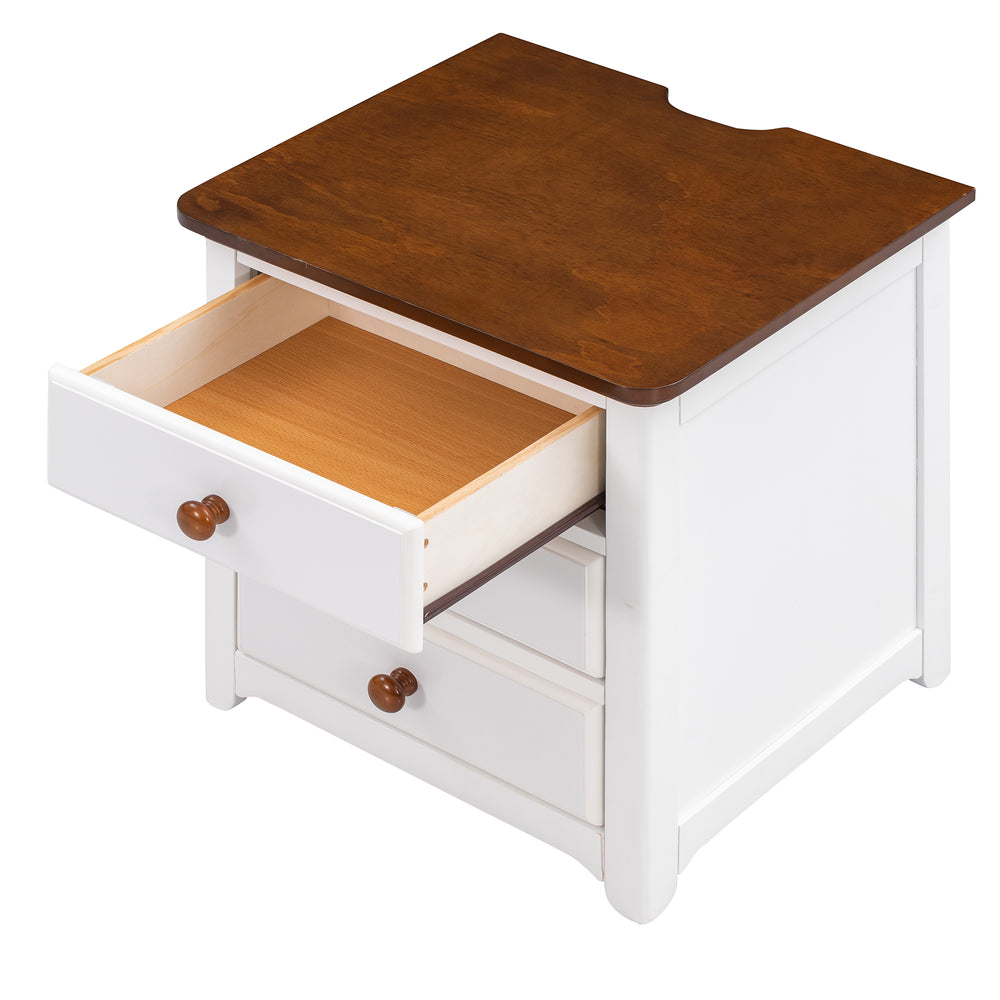 Chic Wooden Nightstand with USB Ports and Ample Storage