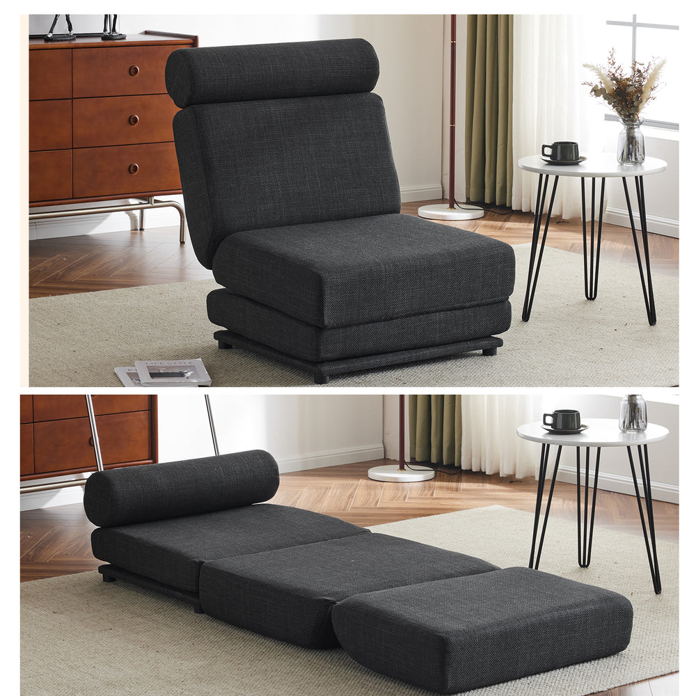 Comfy Foldable Sofa Chair with Pillow - Dark Grey