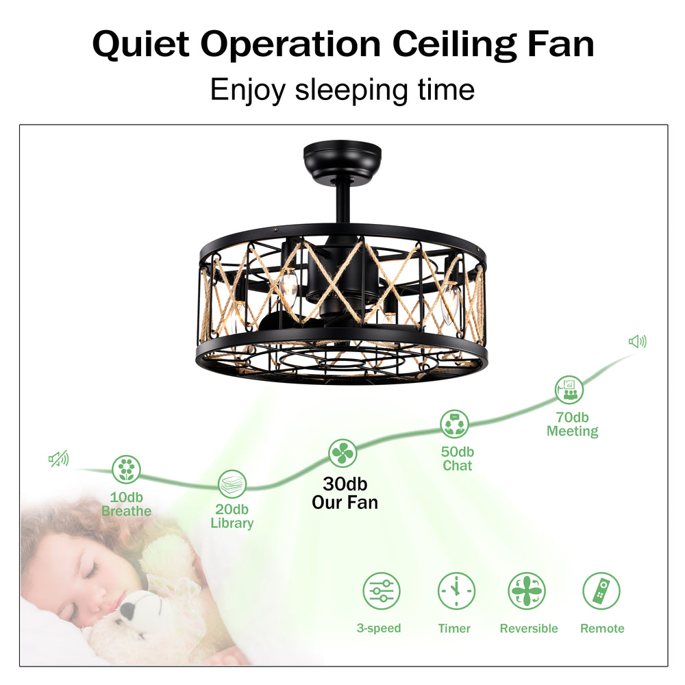 Chic Black Ceiling Fan with Remote - Quiet Comfort for Any Room