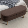 Cozy Boucle Storage Bench with Wooden Legs