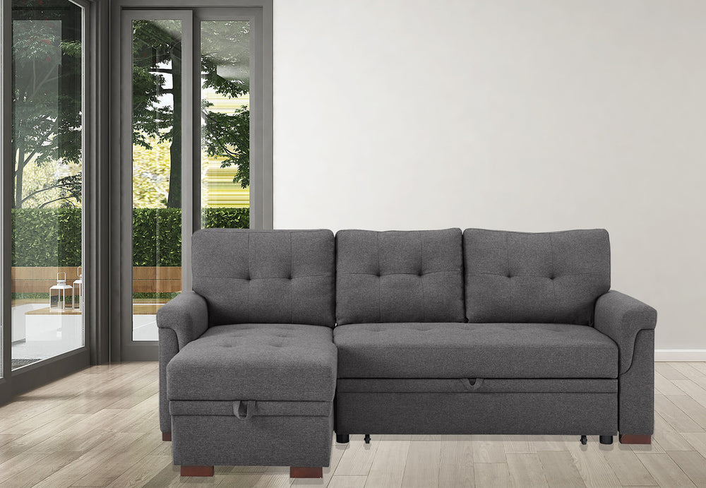 Cozy Gray Reversible Sleeper Sofa with Storage Chaise