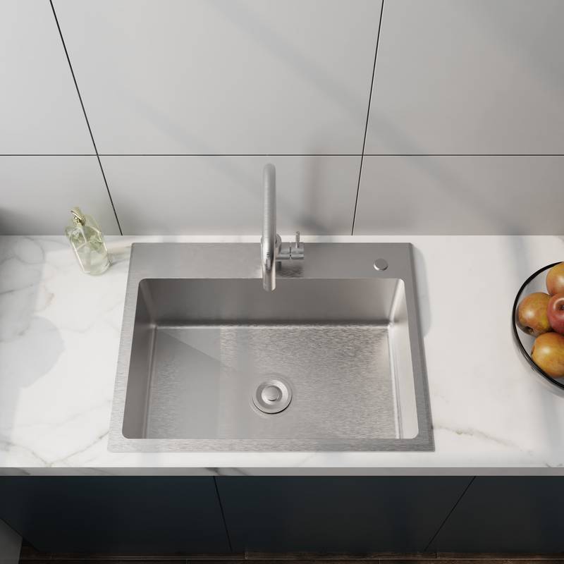 Sleek Stainless Steel Sink with Faucet & Drain System