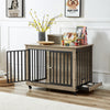 Chic Pet Crate Table with Feeding Station and Wheels