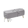 Chic Grey Faux Fur Storage Ottoman Bench