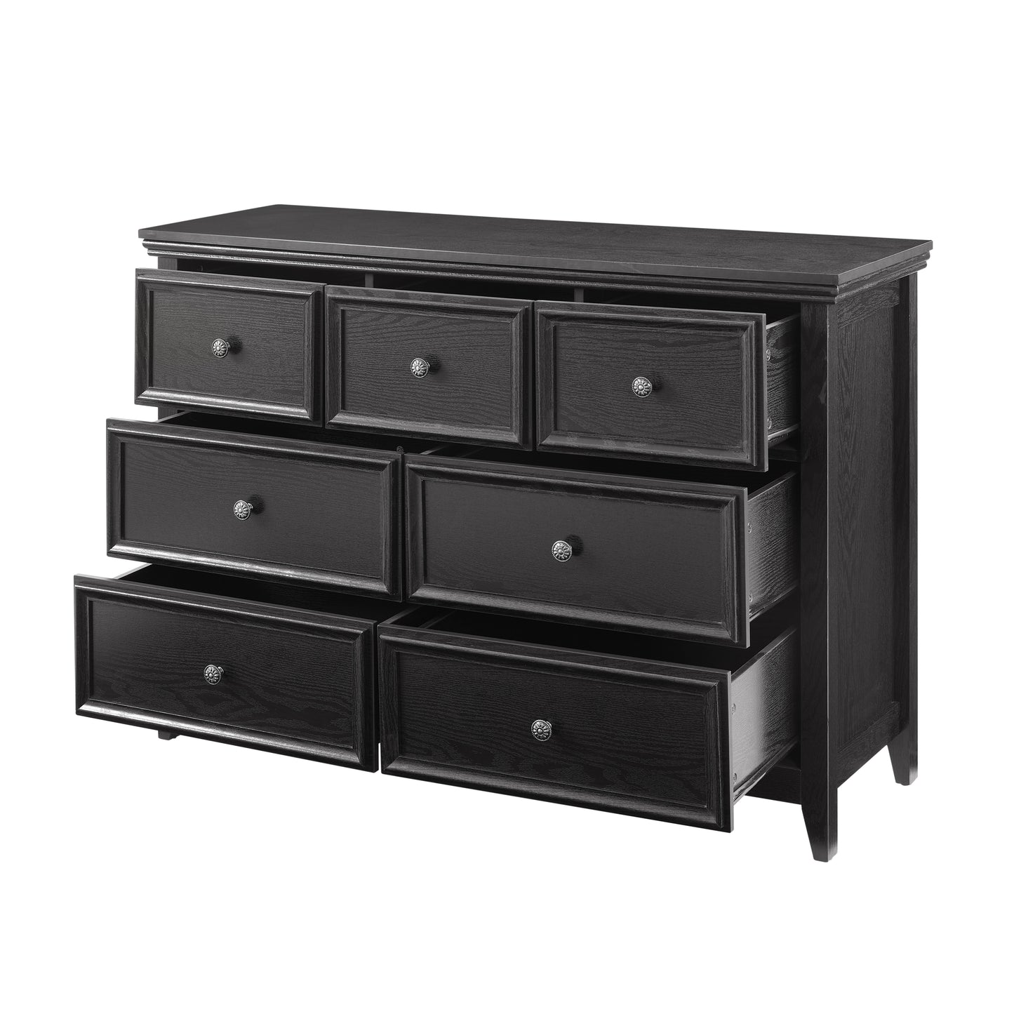 Chic Black 7-Drawer Dresser