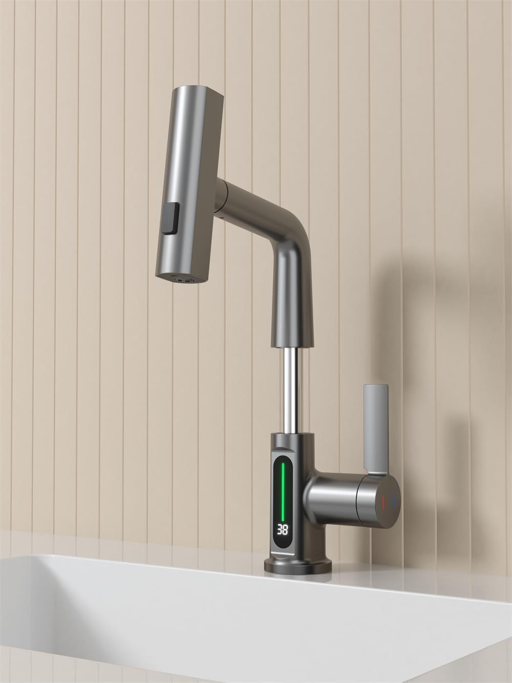 Smart Waterfall Faucet: Adjustable LED Temp Display & 360° Rotation