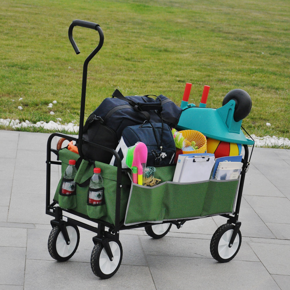 Green Foldable Wagon for Shopping and Beach Fun