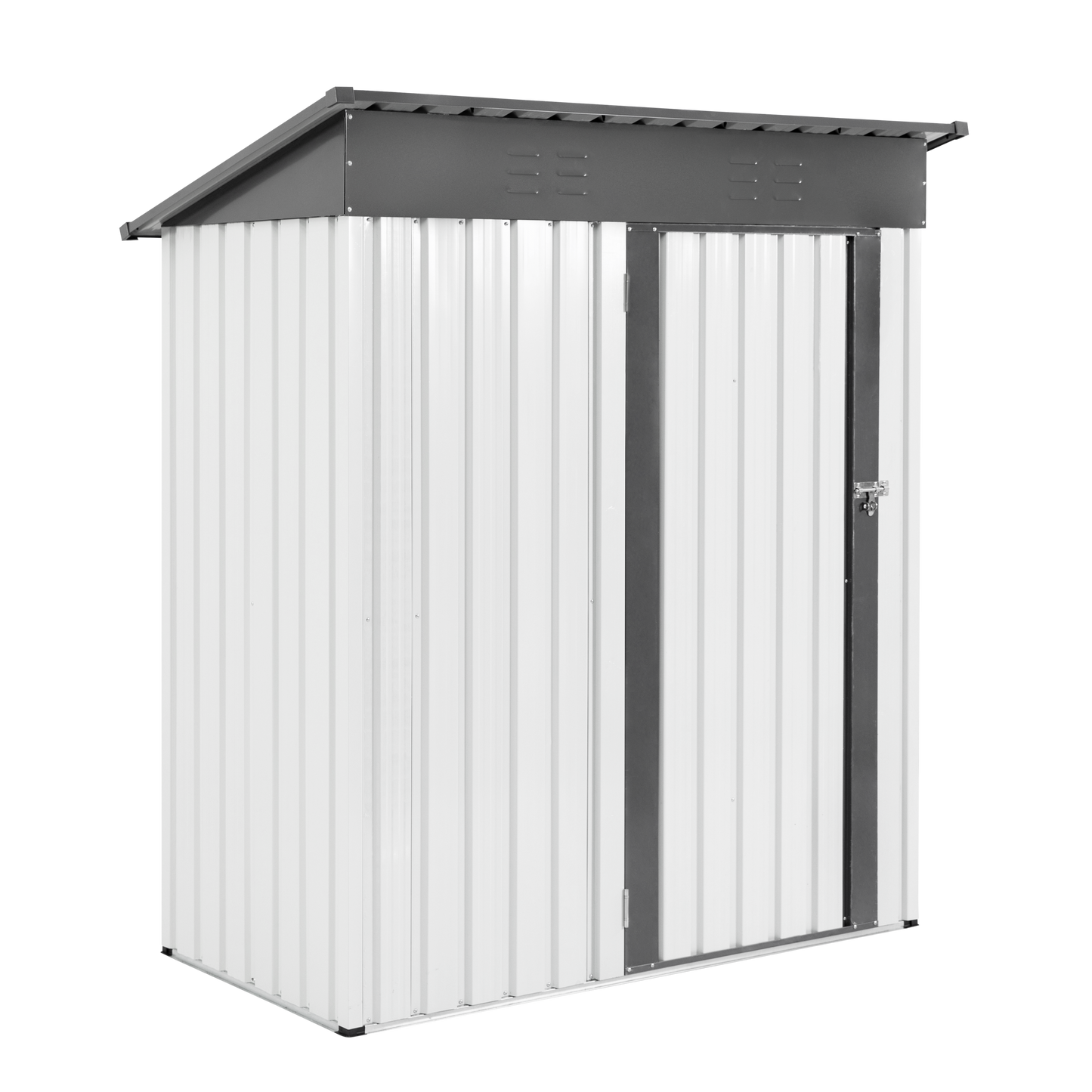 Garden Essentials Metal Storage Shed - Gray & White Rainproof Tool Keeper