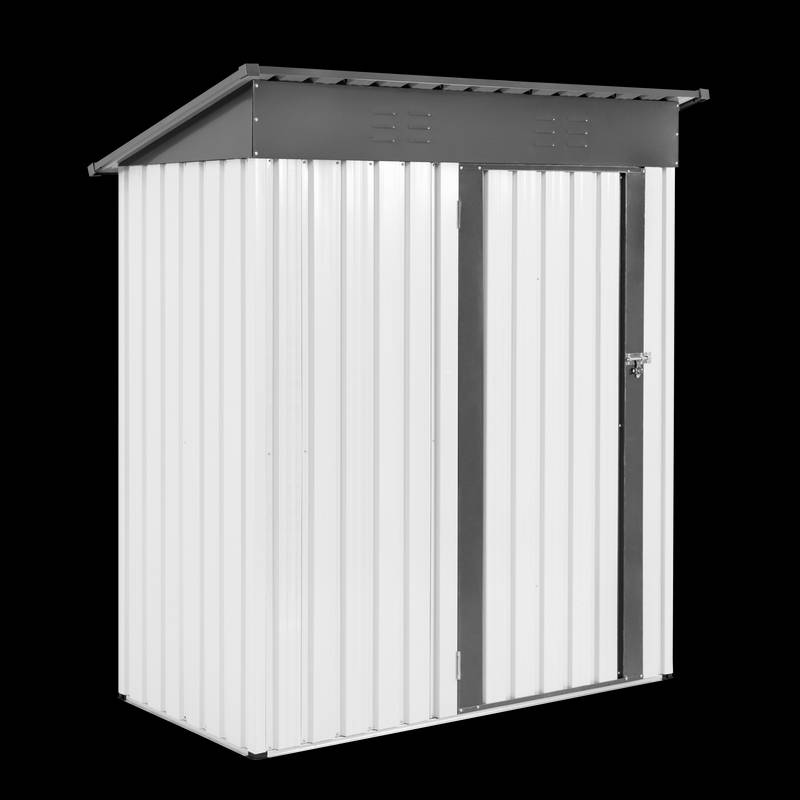 Garden Essentials Metal Storage Shed - Gray & White Rainproof Tool Keeper