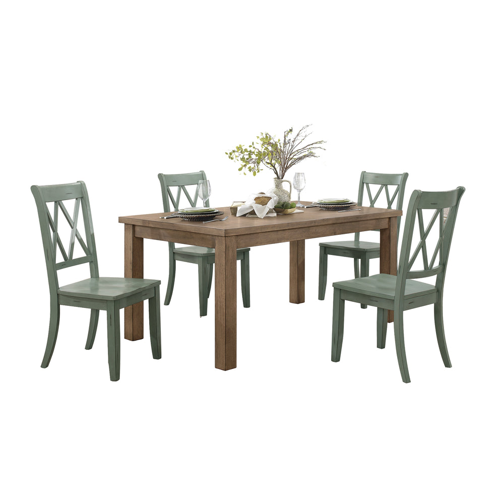 Teal Double-X Back Dining Chairs Set