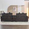 Cozy Black Chenille Sectional Sofa with Ottomans and USB Ports