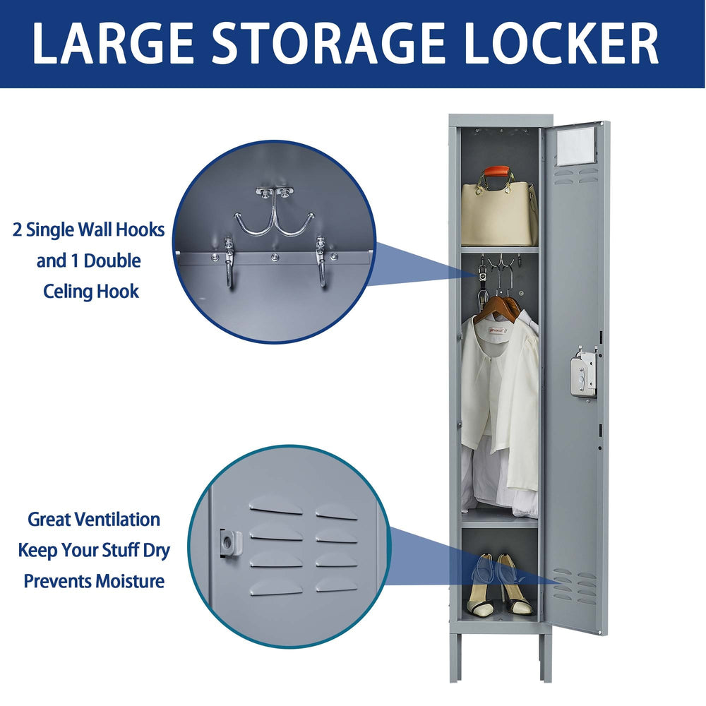 Secure Gray Metal Locker for Home or Office