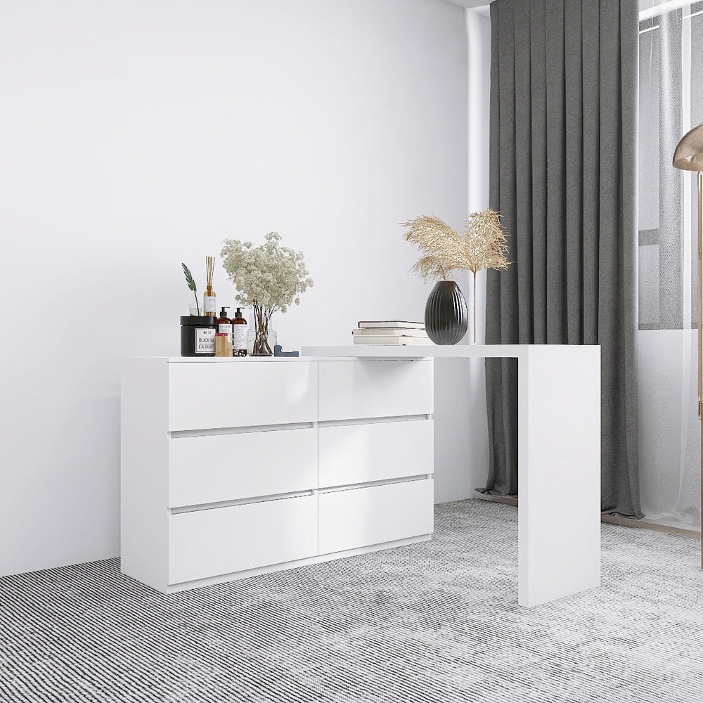 Chic White 6-Drawer Vanity Chest