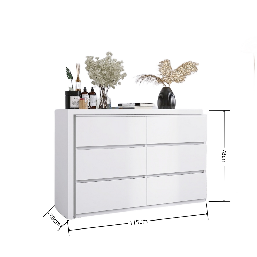 Chic White 6-Drawer Vanity Chest