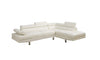 Stylish White Faux Leather Sectional Sofa with Adjustable Headrests