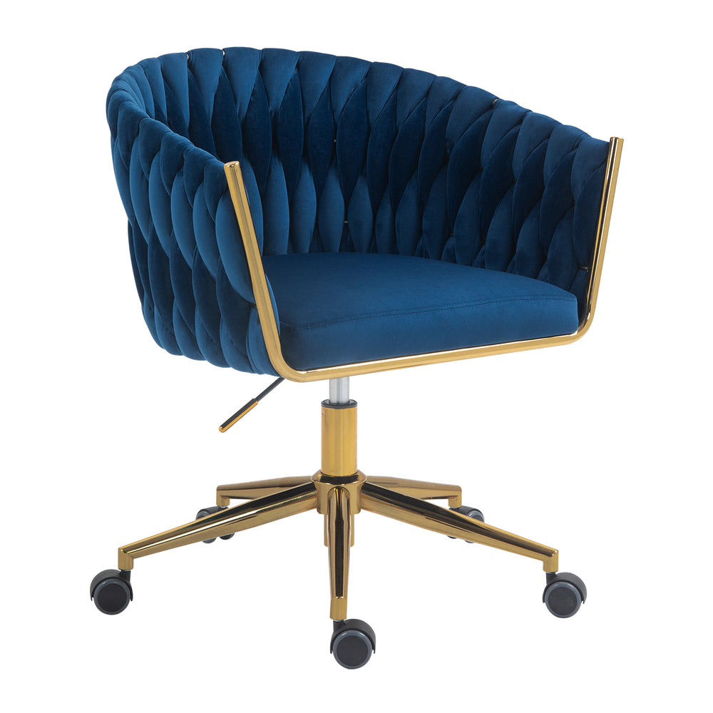 Woven Blue Swivel Office & Vanity Chair