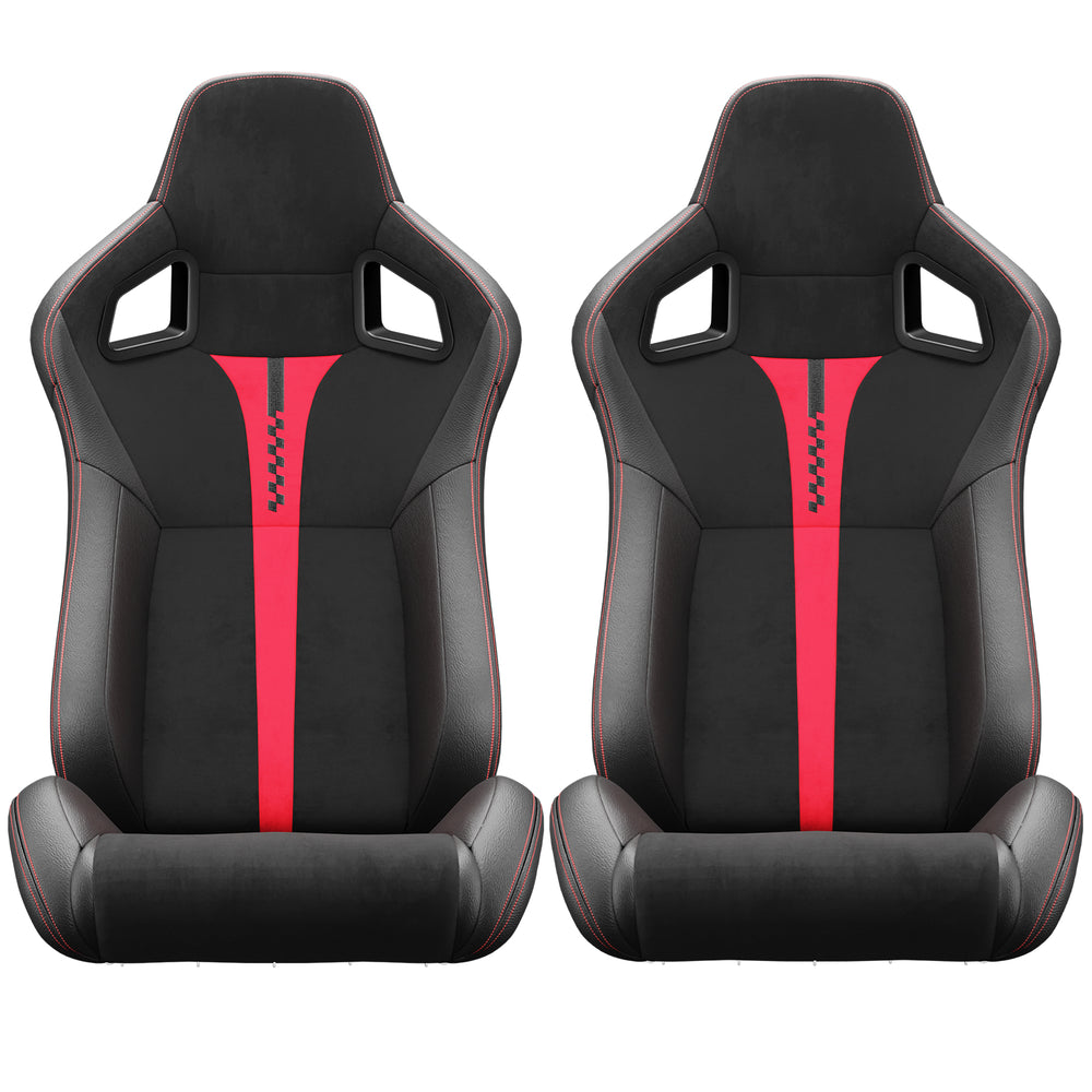 Sporty Red Racing Seats with Reclinable Design