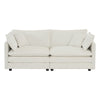 Chic White Chenille Loveseat with Pillows